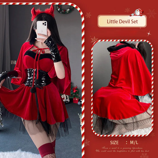 Mellow Zzz Christmas Nightwear Costume Halloween Little Devil Cosplay Uniform Pajamas Sexy Stage Costume Anchor Dress