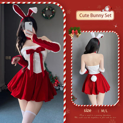 Mellow Zzz Erotic lingerie christmas dress nightwear sexy bunny girl uniform temptation bandeau dress pure desire performance costume