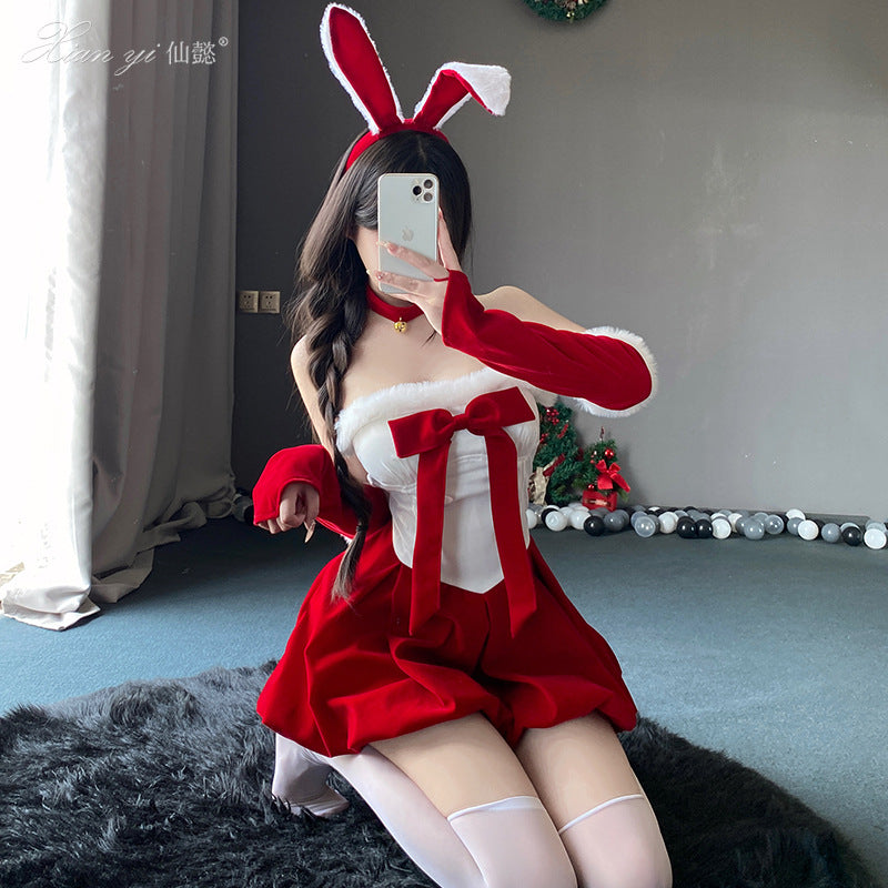 Mellow Zzz Erotic lingerie christmas dress nightwear sexy bunny girl uniform temptation bandeau dress pure desire performance costume