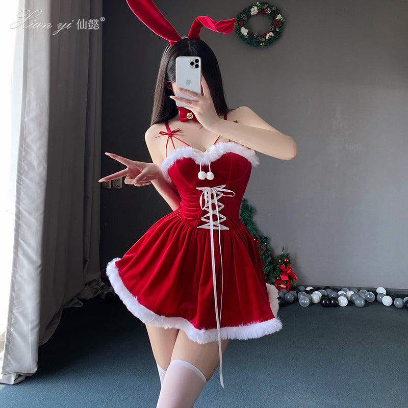 Mellow Zzz Christmas nightwear costume cute bunny girl cosplay nightclub pajamas sweet dress set