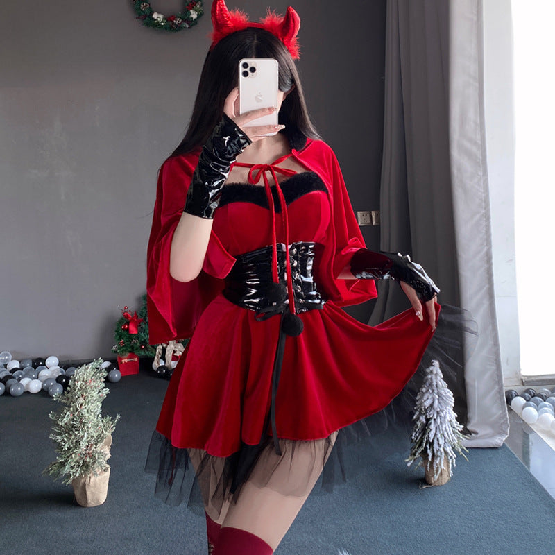 Mellow Zzz Christmas Nightwear Costume Halloween Little Devil Cosplay Uniform Pajamas Sexy Stage Costume Anchor Dress