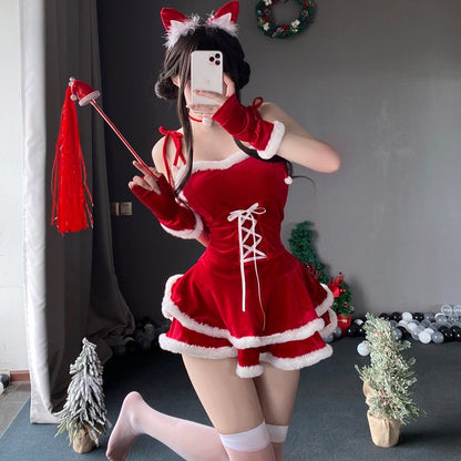 Mellow Zzz Christmas Nightwear Costume Bunny Girl Uniform Pajamas Night Bar Leader Dance Costume Set New Year's Suit