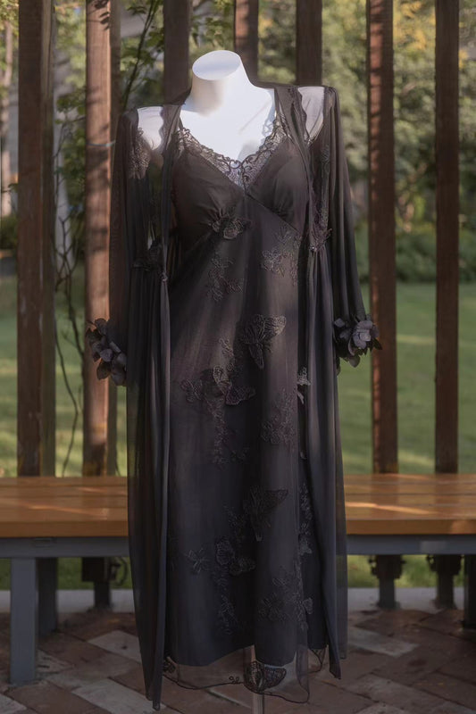 Mellow Zzz Sheer Robe Womens Long Midnight Butterfly Sheer Robe